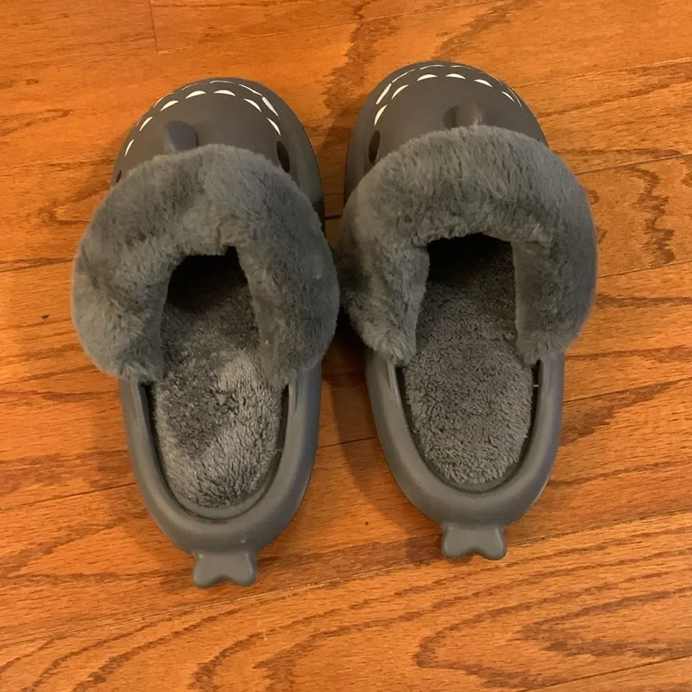 Shark furry (one pair) house slippers.  I have three Size 36-37